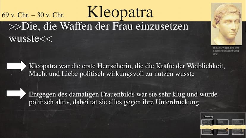 GFS-Geschichte
Antike
Kleopatra
- Mann
Wie und Wann begann die Emanzipation der Frau?
Die Rolle der Frau im Längsschnitt
Mittelalter
Jeanne 