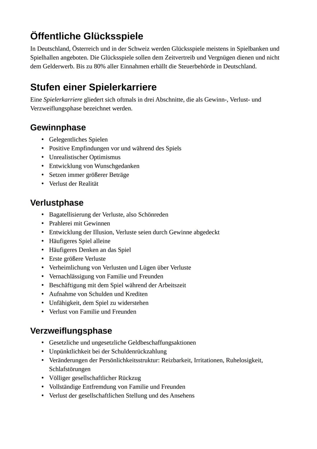 Spielsucht
Pathologisches Spielen Spielsucht
Pathalogisches Spielen
Gliederung
1. Allgemeines
2. Öffentliche Glücksspiele
3. Stufen einer Sp