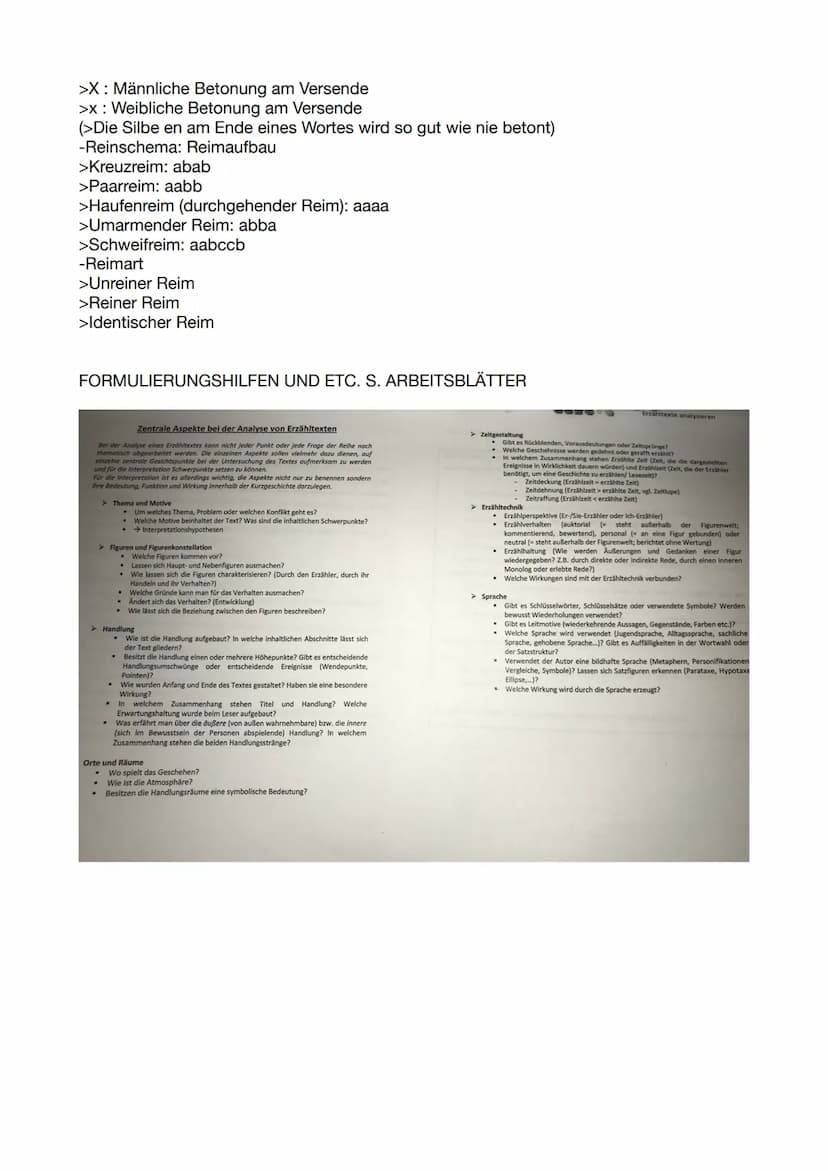 GEDICHTE ANALYSIEREN
Aufbau:
✓ Einleitung:
-umfasst TATTE / guter Einleitungssatz: Das vorliegende Gedicht namens „XY", das von
XY im Jahre 