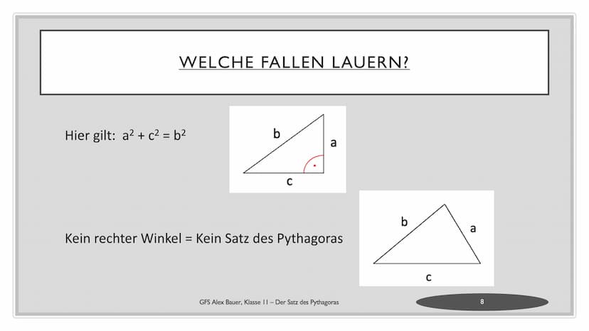 
<h2 id="dasrechtwinkligedreieck">Das rechtwinklige Dreieck</h2>
<p>Ein rechtwinkliges Dreieck hat einen Winkel von 90° und die Seiten, die 