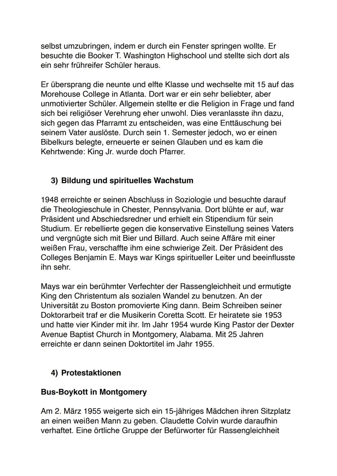 Martin Luther King Jr.
1) Wer war Martin Luther King Jr.?
Martin Luther King Jr. war der Anführer der Bürgerrechtsbewegung in
Amerika. Er wa