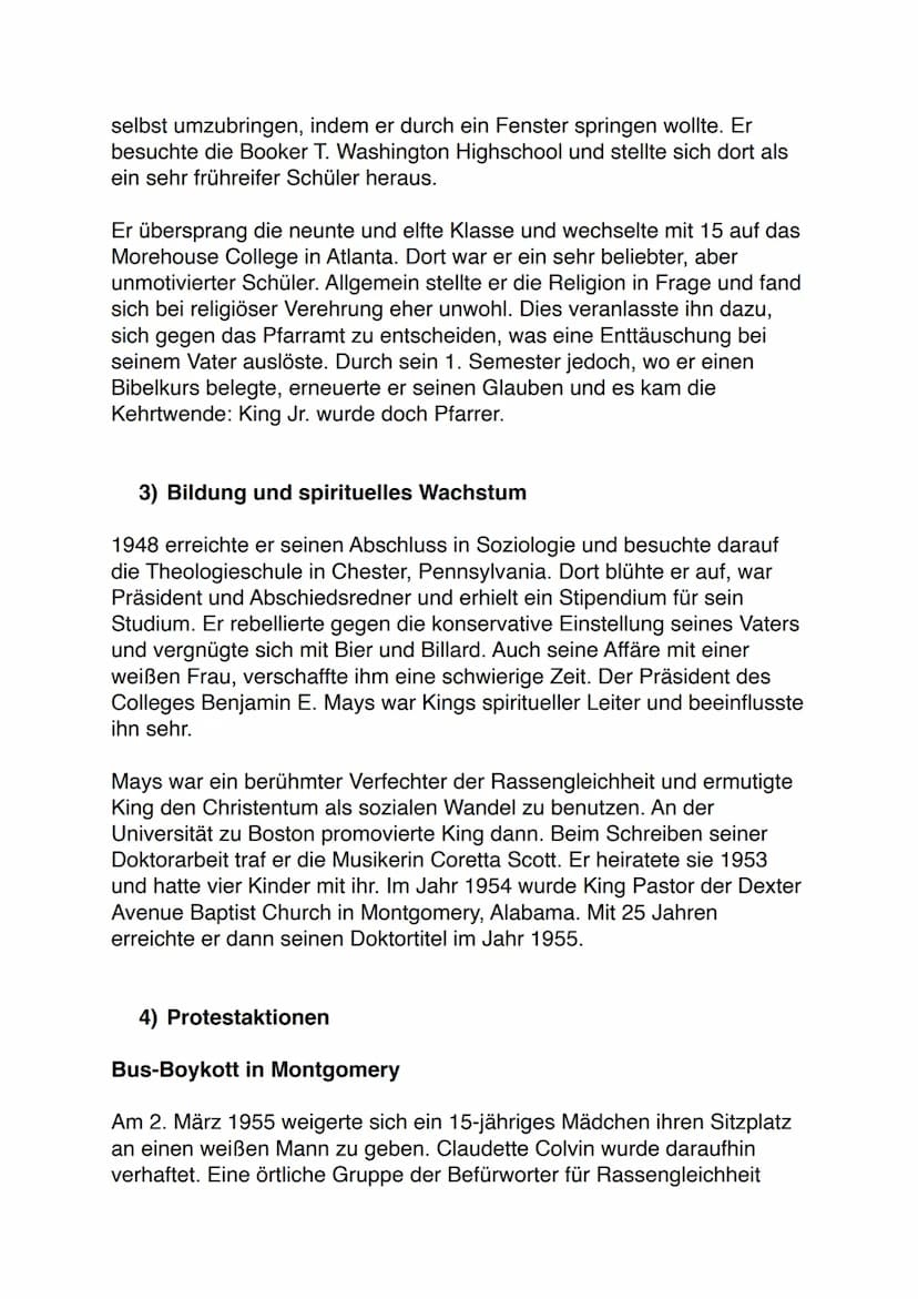 Martin Luther King Jr.
1) Wer war Martin Luther King Jr.?
Martin Luther King Jr. war der Anführer der Bürgerrechtsbewegung in
Amerika. Er wa