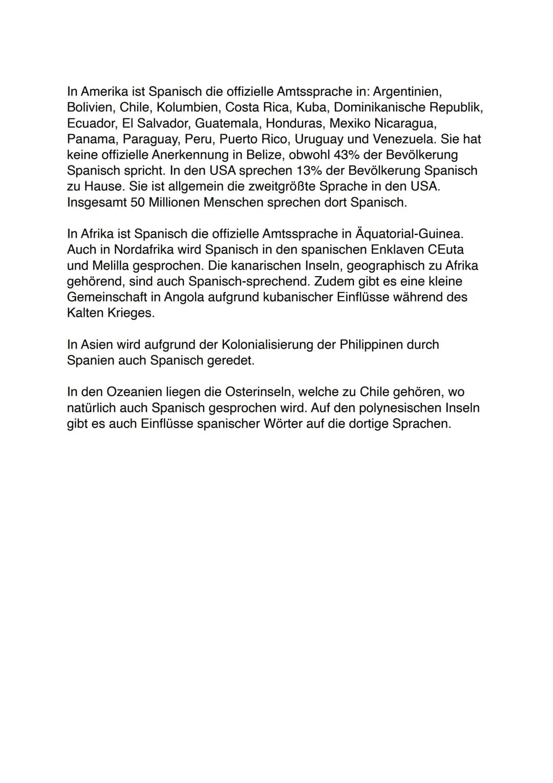 Spanisch als Weltsprache
1) Daten und Fakten
Spanisch wird entweder español oder castellano (Spanien) genannt. Es
gibt 483 Millionen Mutters