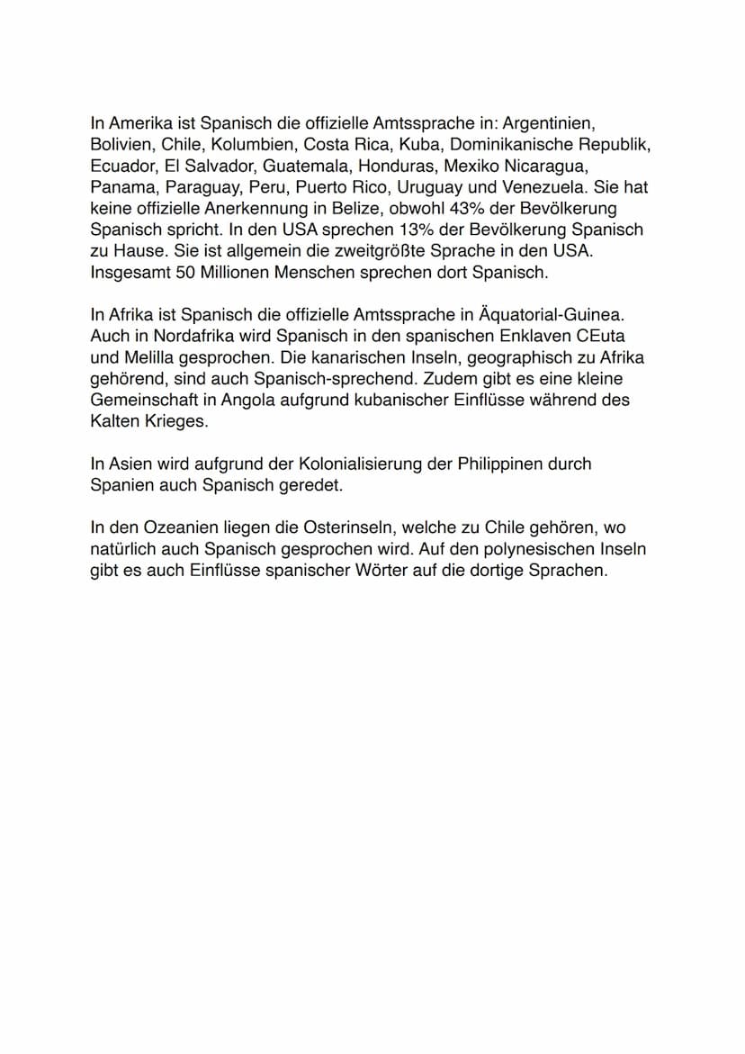Spanisch als Weltsprache
1) Daten und Fakten
Spanisch wird entweder español oder castellano (Spanien) genannt. Es
gibt 483 Millionen Mutters