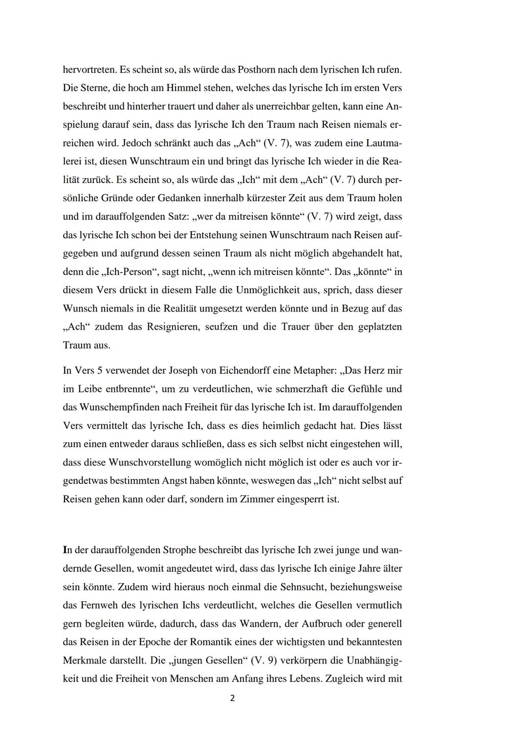 Gedichtanalyse
Joseph von Eichendorff - Sehnsucht
Die mir vorliegende Ballade ,,Sehnsucht", veröffentlicht im Jahre 1834 von dem
bedeutenden