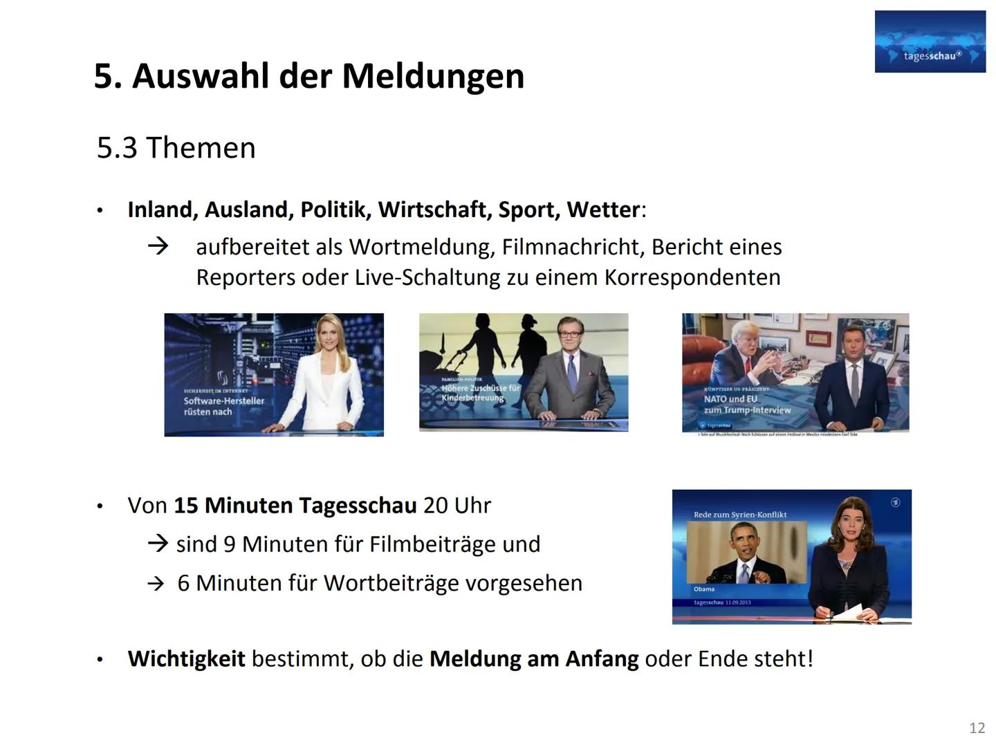 Vorstellung einer Nachrichtensendung im TV
Gliederung:
1. Geschichte der Tagesschau..
2. Formate von Nachrichtensendungen...
3. Wodurch zeic