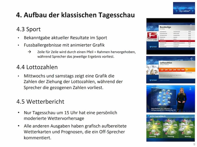 Vorstellung einer Nachrichtensendung im TV
Gliederung:
1. Geschichte der Tagesschau..
2. Formate von Nachrichtensendungen...
3. Wodurch zeic