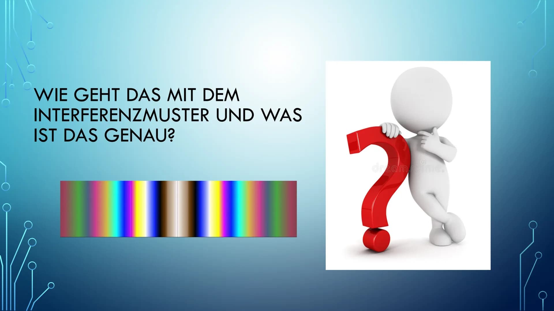 Vi
INTERFERENZ IM
DOPPELSPALT WAS IST
INTERFERENZ?
• = Überlagerung
• Die Interferenz, beschreibt die Änderung
der Amplitude Überlagerung vo