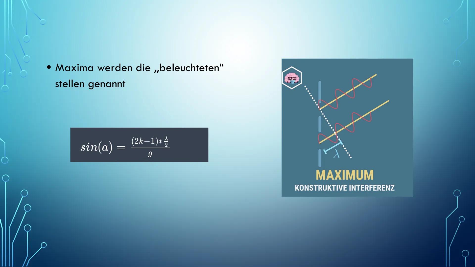 Vi
INTERFERENZ IM
DOPPELSPALT WAS IST
INTERFERENZ?
• = Überlagerung
• Die Interferenz, beschreibt die Änderung
der Amplitude Überlagerung vo