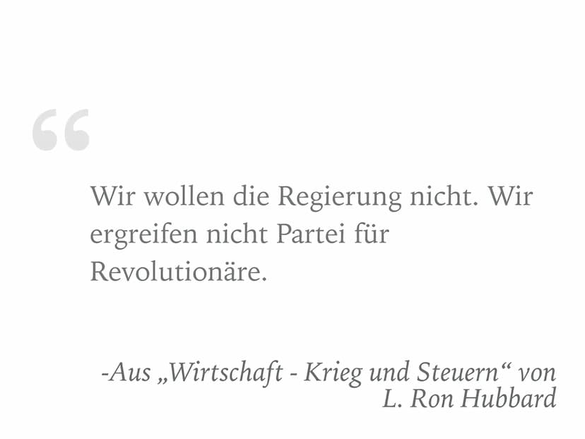 SCIENTOLOGY
Ein Vortrag von Alisa, Sarah, Tobias, Richard
und Nelly 66
Wir wollen die Regierung nicht. Wir
ergreifen nicht Partei für
Revolu