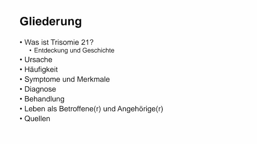 I
Was ist Trisomie 21?
angeborene Anomalie (=Abweichung) des Erbguts →→Genommutation, bei der das 21. Chromosom
dreimal vorhanden ist →→ Bet
