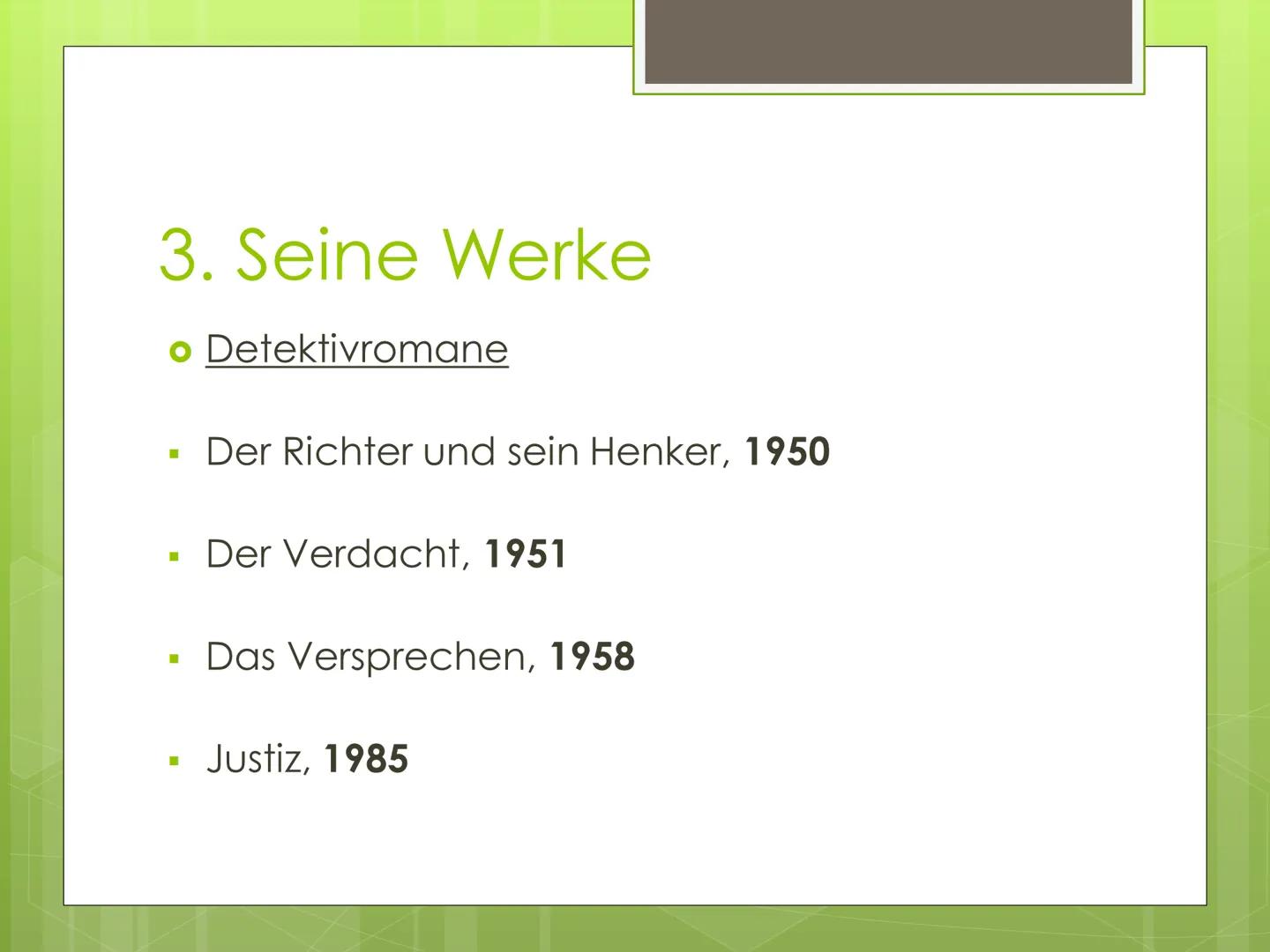 Friedrich
Dürrenmatt Gliederung
1. Leitfrage
2. Biografie
3. Seine Werke
4. Dürrenmatts Stil und Einstellung
5. 2 Werke von ihm
5.1 Die Phys