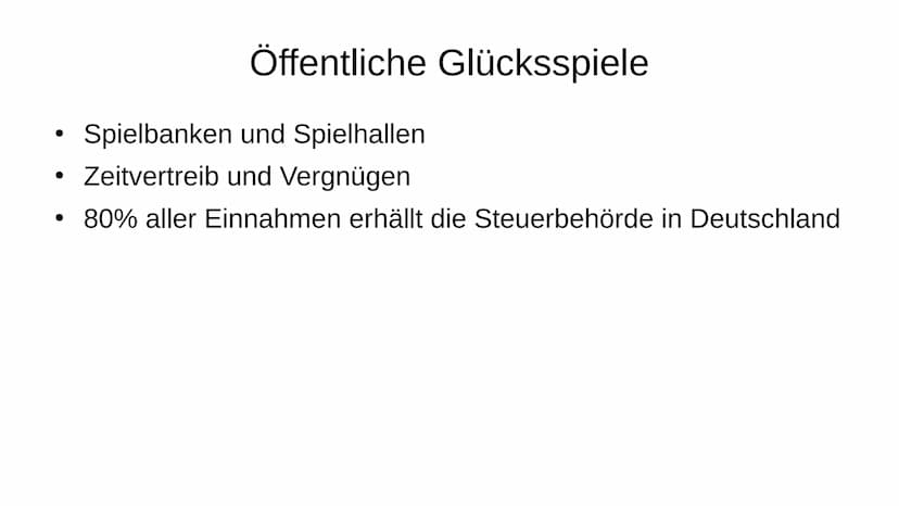 Spielsucht
Pathologisches Spielen Spielsucht
Pathalogisches Spielen
Gliederung
1. Allgemeines
2. Öffentliche Glücksspiele
3. Stufen einer Sp