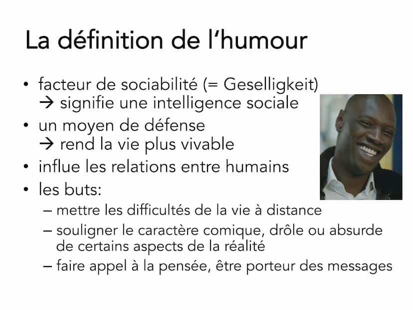 L'humour dans ,,Intouchables" La structure
Ô
la définition de l'humour
les sortes différentes de l'humour
• les différances entre les milieu