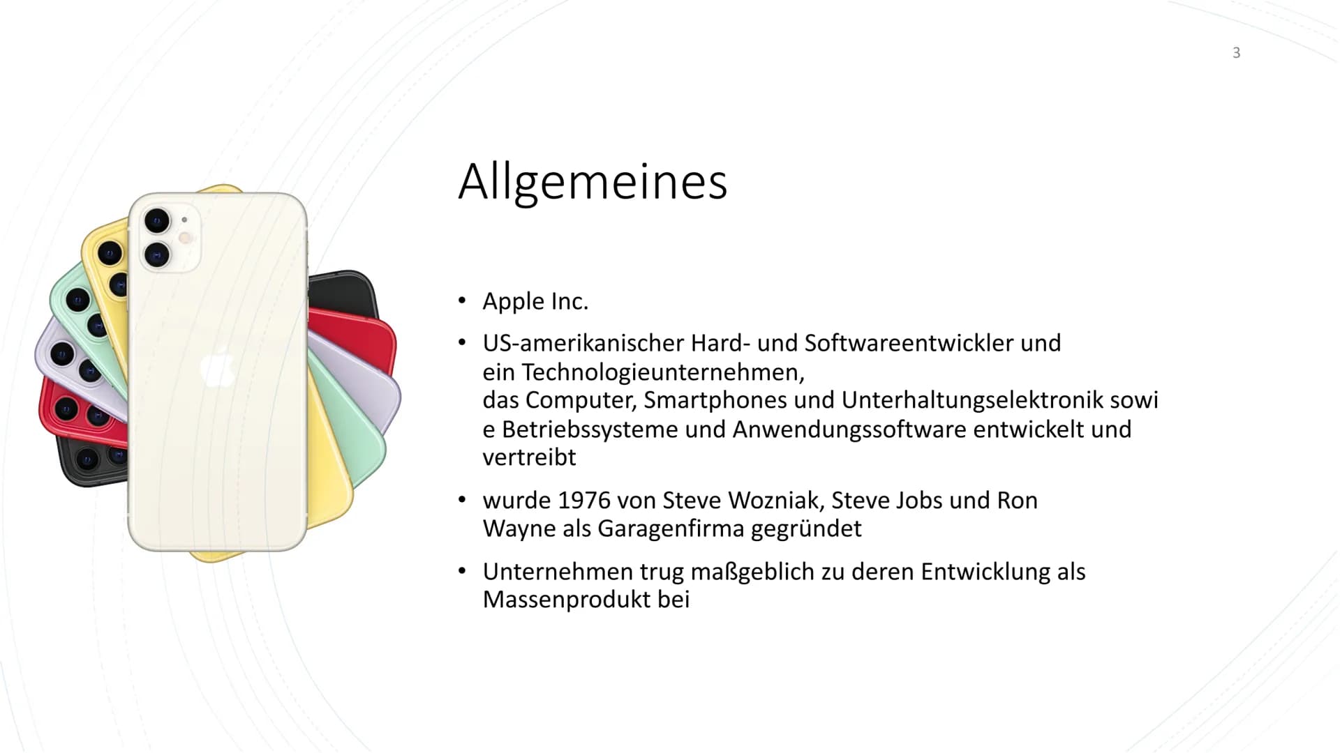 
<p>Apple Inc. ist ein US-amerikanischer Hard- und Softwareentwickler und ein Technologieunternehmen, das Computer, Smartphones und Unterhal