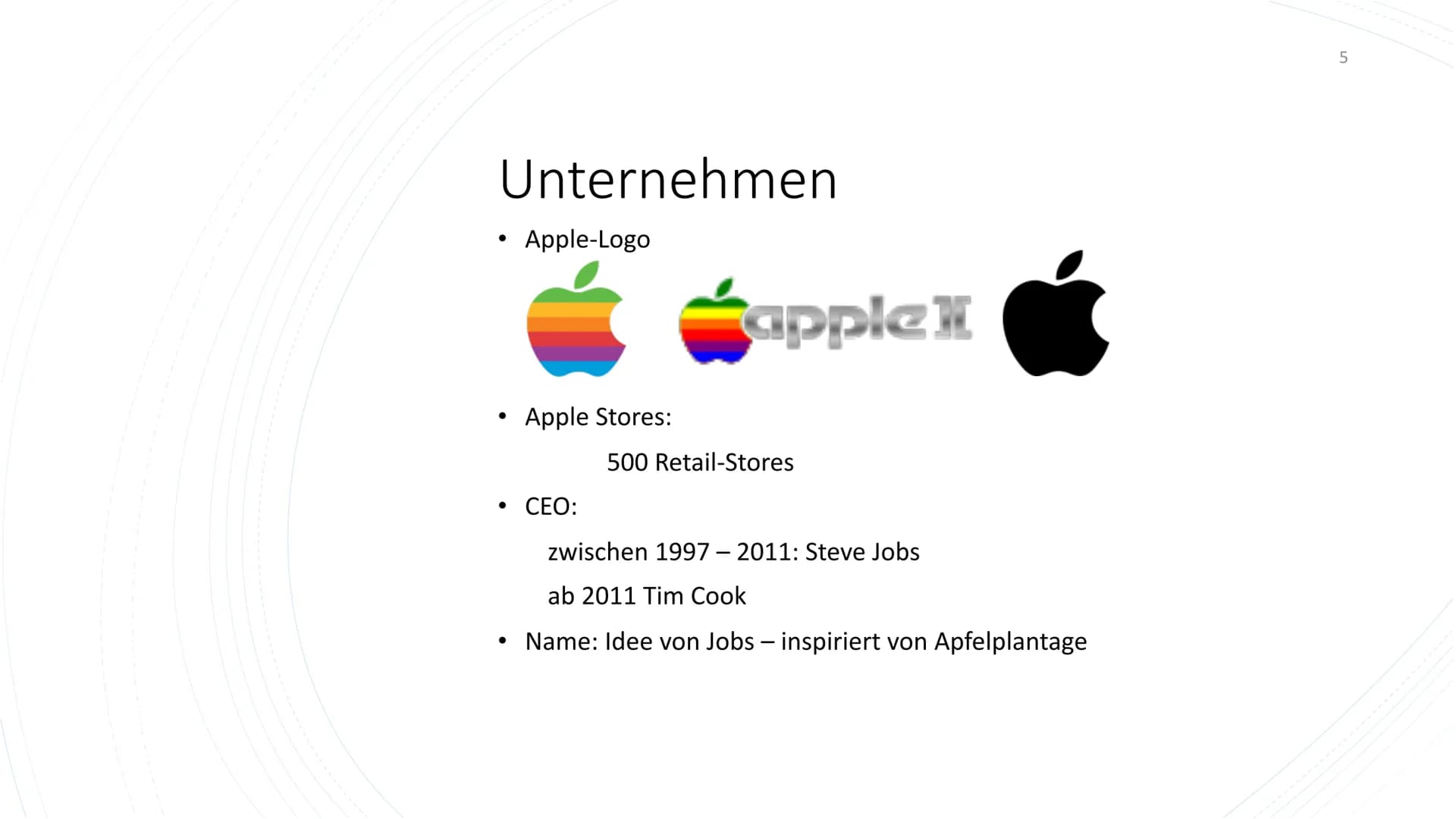 
<p>Apple Inc. ist ein US-amerikanischer Hard- und Softwareentwickler und ein Technologieunternehmen, das Computer, Smartphones und Unterhal