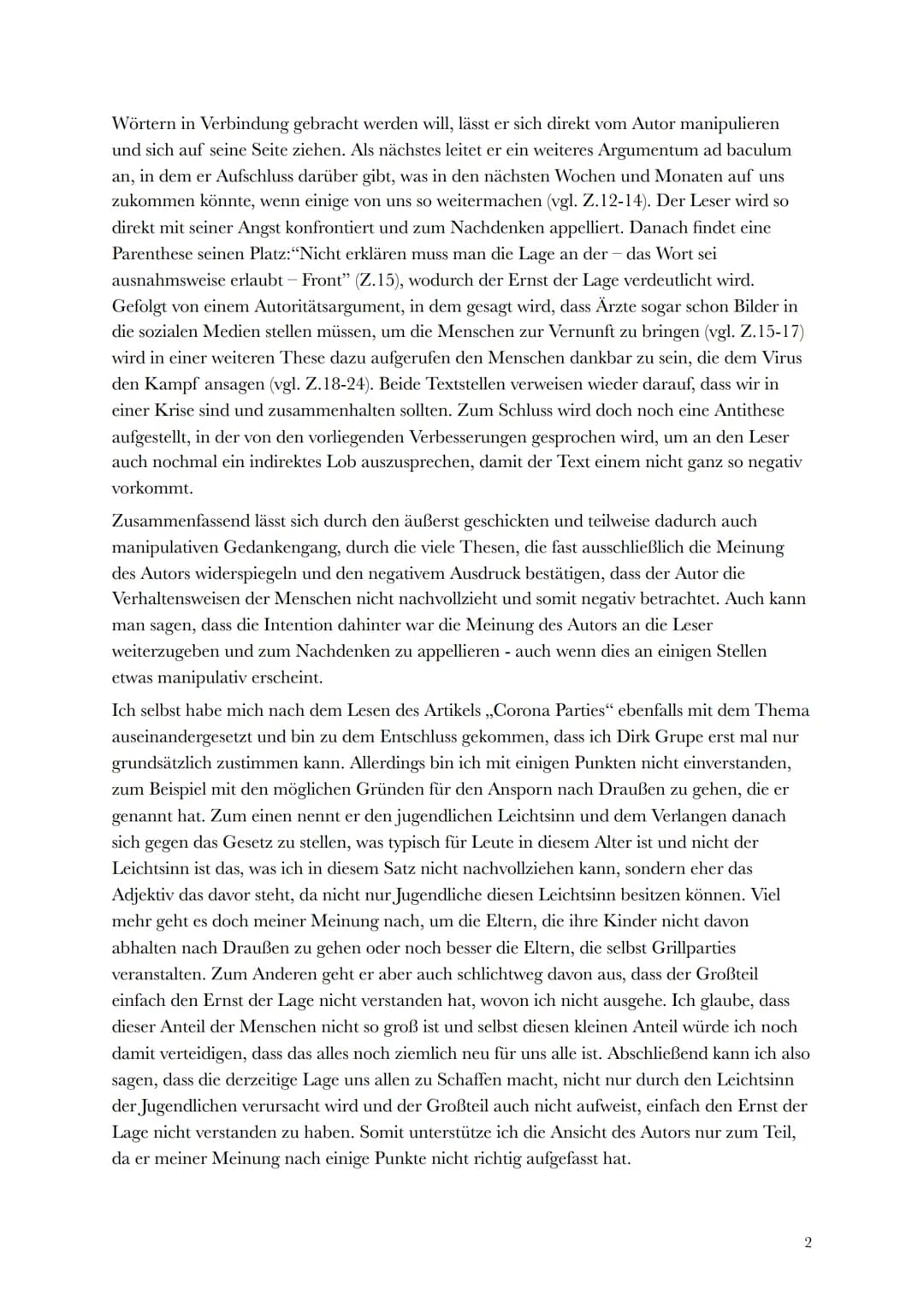 Probeklassenarbeit
Wenn auch nicht zum inhaltlichen Thema unserer Klassenarbeit passend, hier ein Text zur aktuellen Situation.
Ich bin gesp