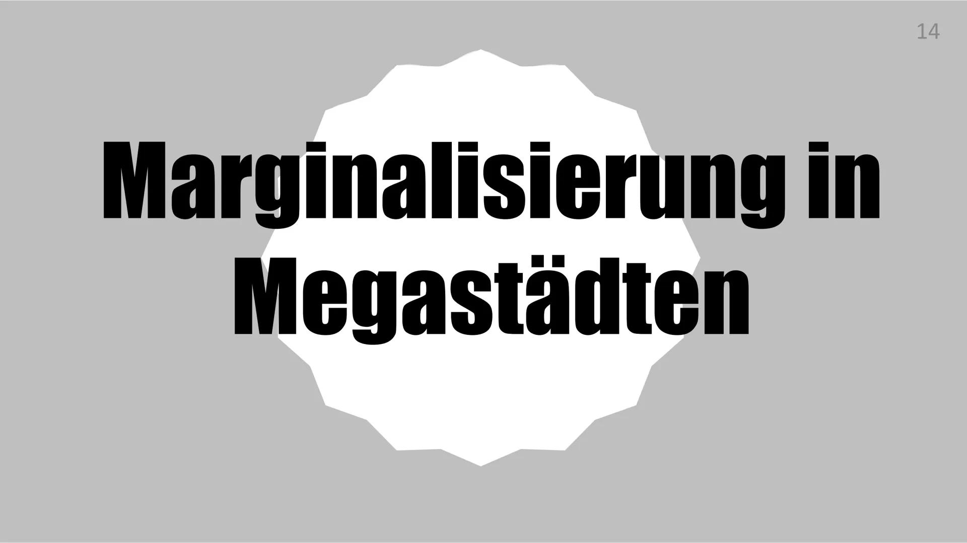 METROPOLISIERUNG
UND
MARGINALISIERUNG
UNVERMEIDLICHE PROZESSE IM RAHMEN
EINER WELTWEITEN VERSTÄDTERUNG Inhalt
• Wachstum der Megastädte + Ur