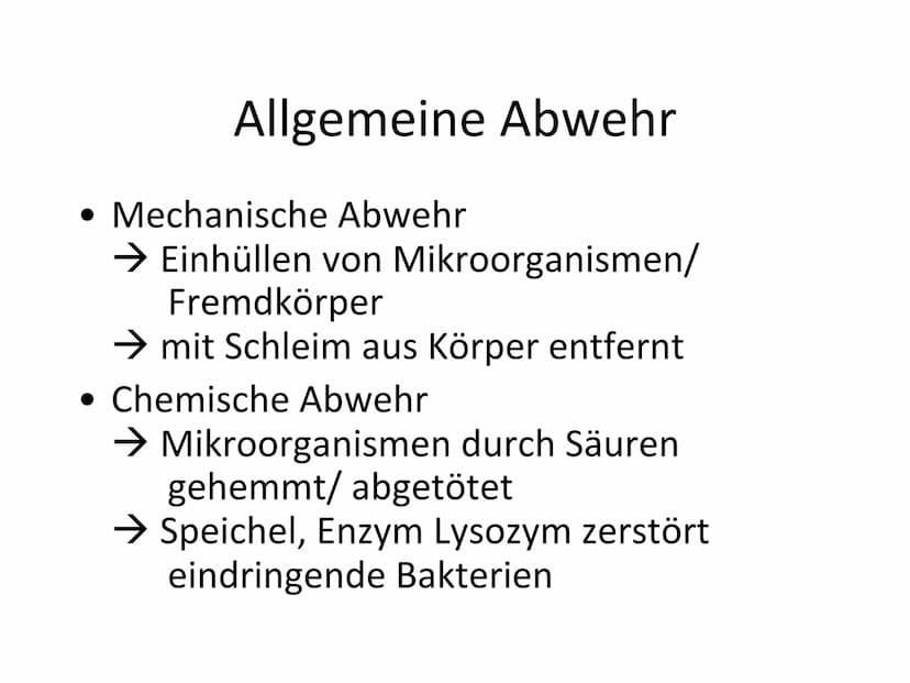 Unspezifische Immunabwehr &
Erst- und Zweitinfektion Gliederung
Unspezifische Immunabwehr
Definition
-
- Allgemeine Abwehr
- Selektive Abweh