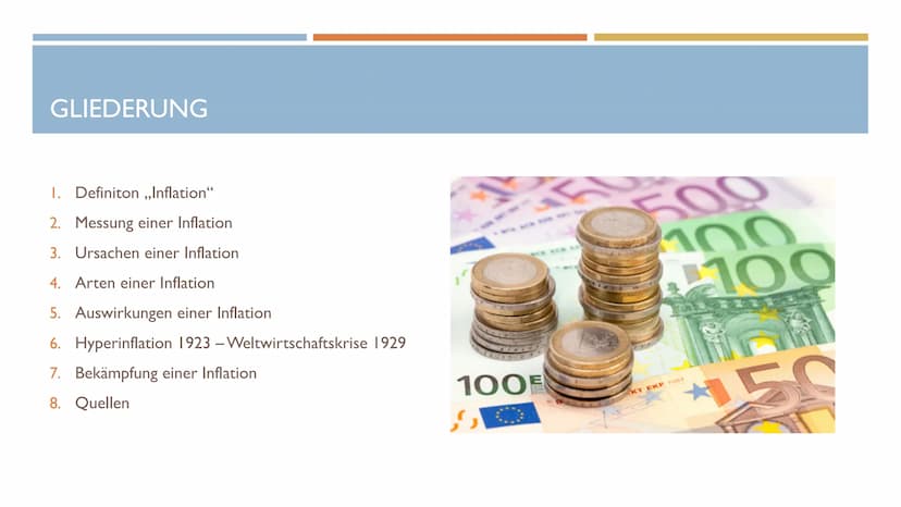J2.4
VBWL
Inflation
1.Definition
Lat. ,,inflare" = aufblähen
Man spricht von einer ,,Inflation", wenn das allgemeine Preisniveau steigt, die