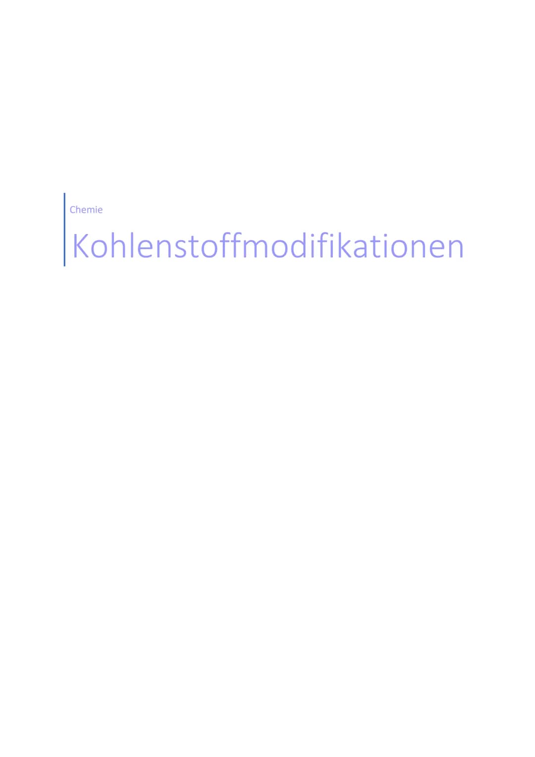 Chemie
Kohlenstoffmodifikationen Inhalt
Diamant..
Graphit...
Q-Kohlenstoff.
Fullerene......
Graphen..
Graphan..
Ruß......
2
3
4
5
6
.7
8 Str