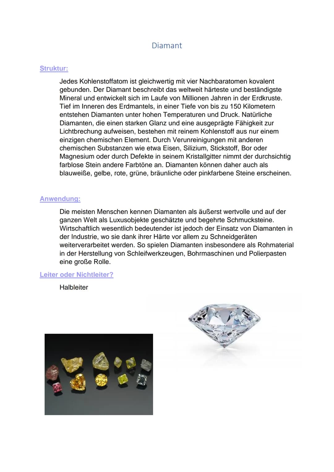 Chemie
Kohlenstoffmodifikationen Inhalt
Diamant..
Graphit...
Q-Kohlenstoff.
Fullerene......
Graphen..
Graphan..
Ruß......
2
3
4
5
6
.7
8 Str