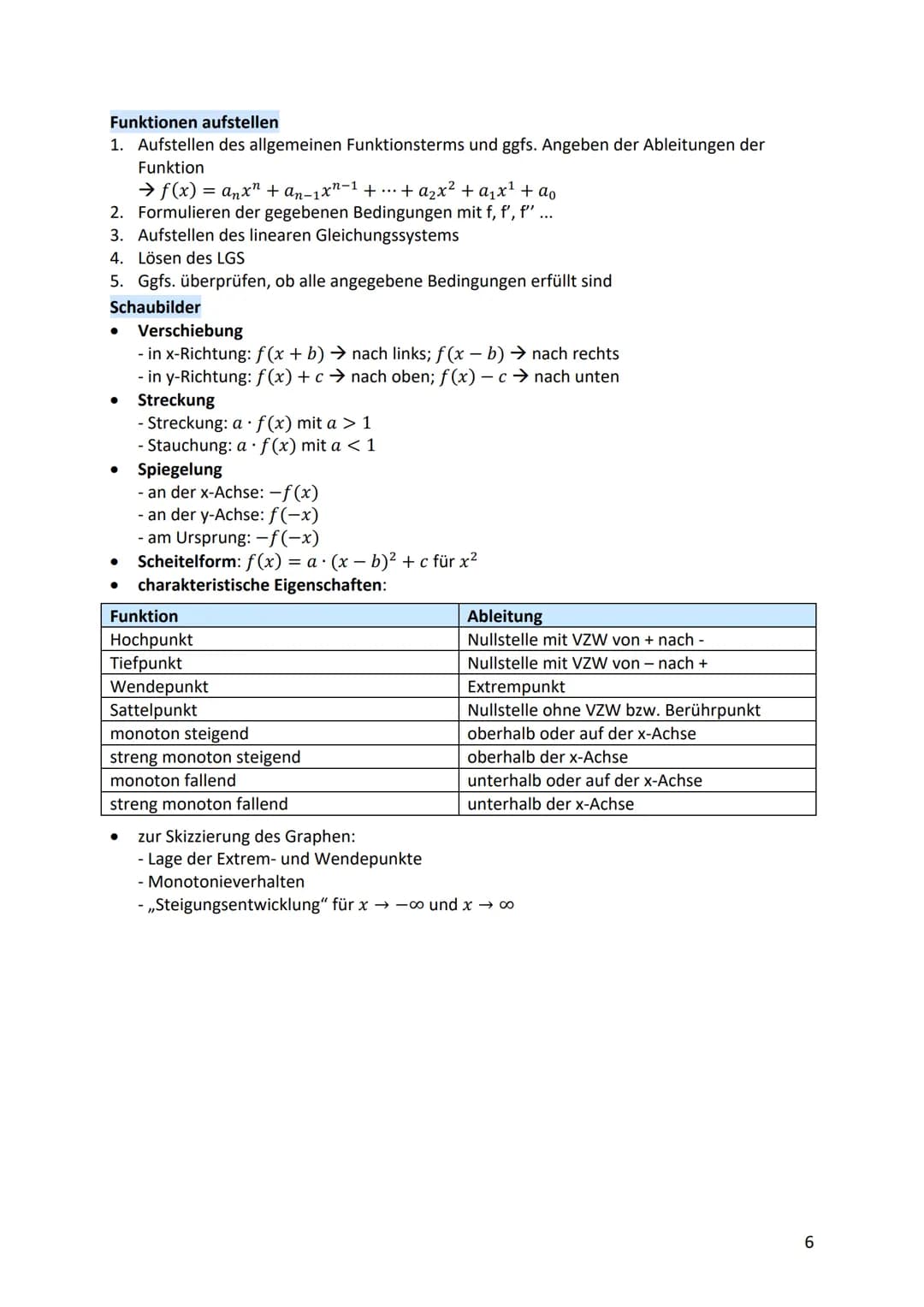 ANALYSIS
Gleichungen
●
●
lineare Gleichungen: ax + b = c
- mit Äquivalenzumformung beide Seiten umformen
● quadratische Gleichungen: ax² + b