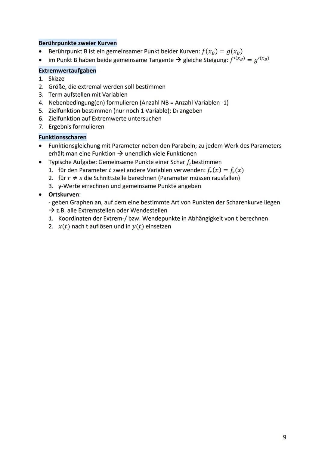 ANALYSIS
Gleichungen
●
●
lineare Gleichungen: ax + b = c
- mit Äquivalenzumformung beide Seiten umformen
● quadratische Gleichungen: ax² + b