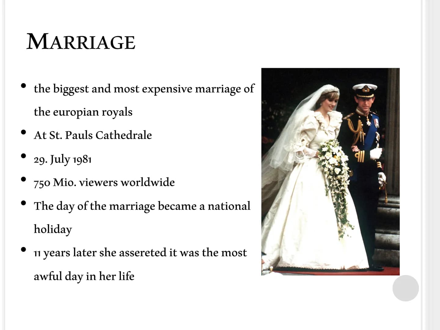 PRINCESS DIANA
About her life and her death THE OUTLINE
Intro
General Information
About her life
Marriage
Divorce
Her death "They say it is 