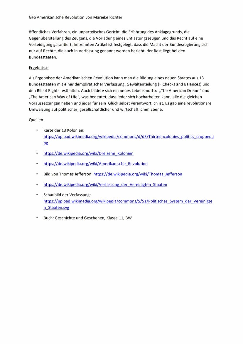 GFS Amerikanische Revolution von Mareike Richter
Handout Amerikanische Revolution
Gründe für Kolonisation
England: Steuereinnehmen, neue Roh