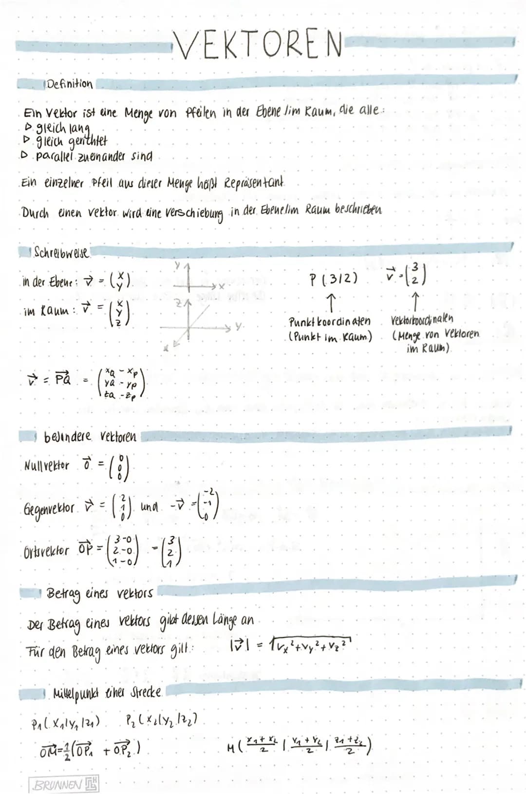 VEKTOREN
Ein Vektor ist eine Menge von Pfeilen in der Ebene lim Raum, die alle:
> gleich lang,
.D. gleich gerichtet
D parallel zueinander si