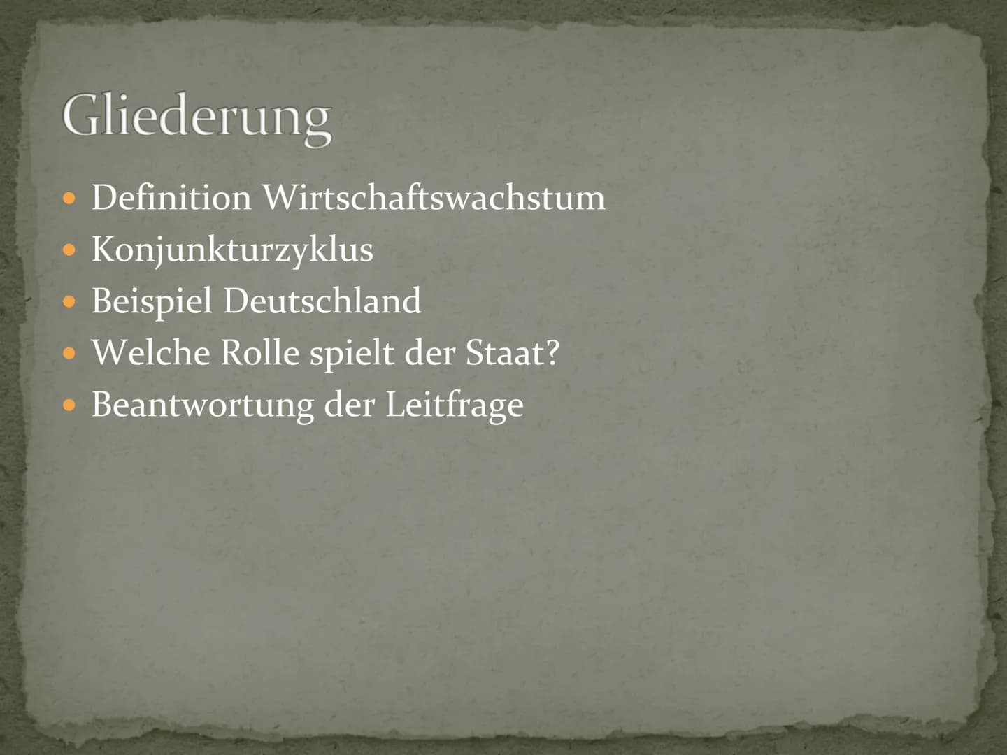 Wirtschaftswachstum
Überhaupt wünschenswert? Gliederung
Definition Wirtschaftswachstum
Konjunkturzyklus
Beispiel Deutschland
Welche Rolle sp