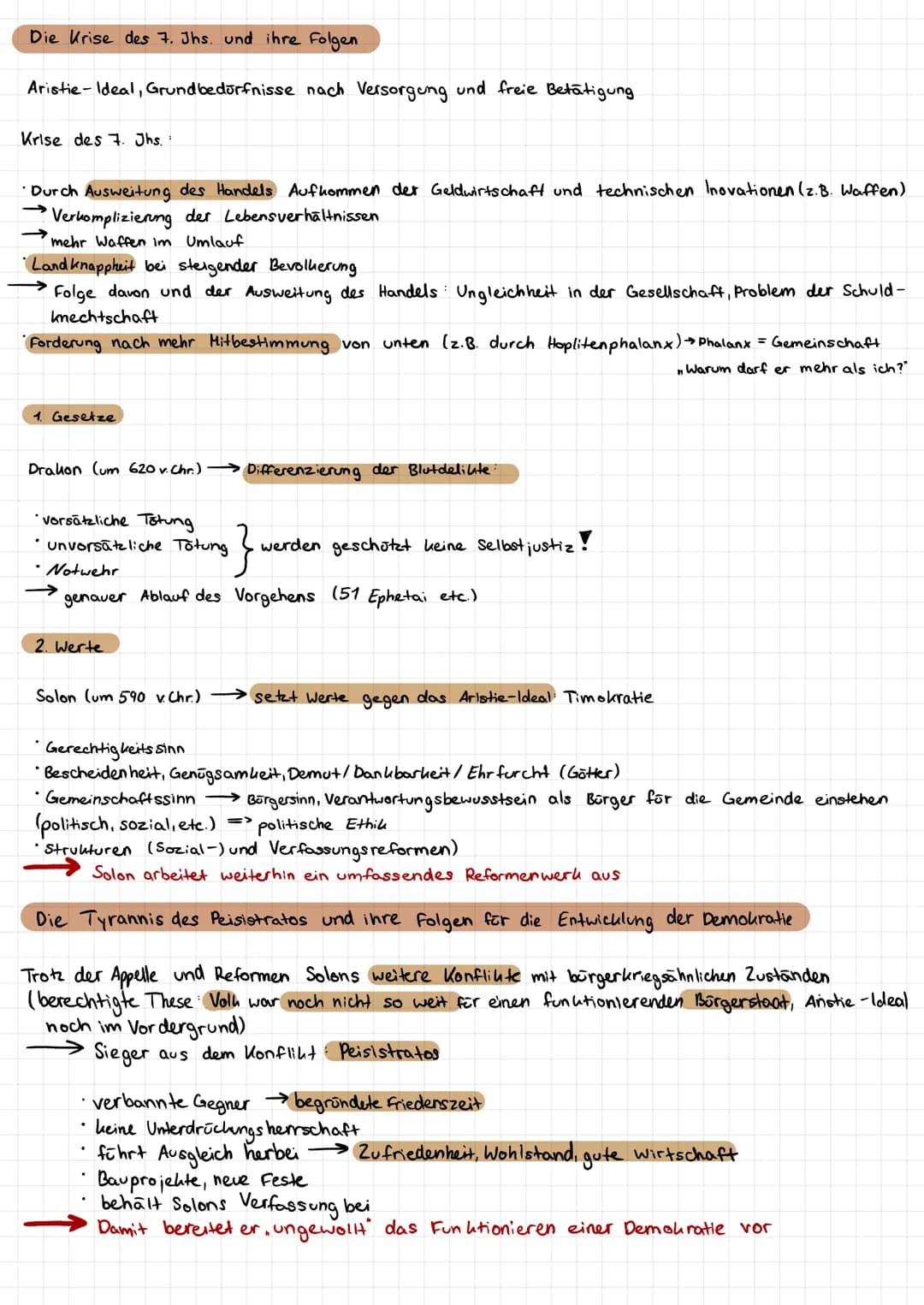 Die Krise des 7. Jhs. und ihre Folgen
Aristie- Ideal, Grundbedürfnisse nach Versorgung und freie Betätigung
Krise des 7. Jhs.:
•Durch Auswei