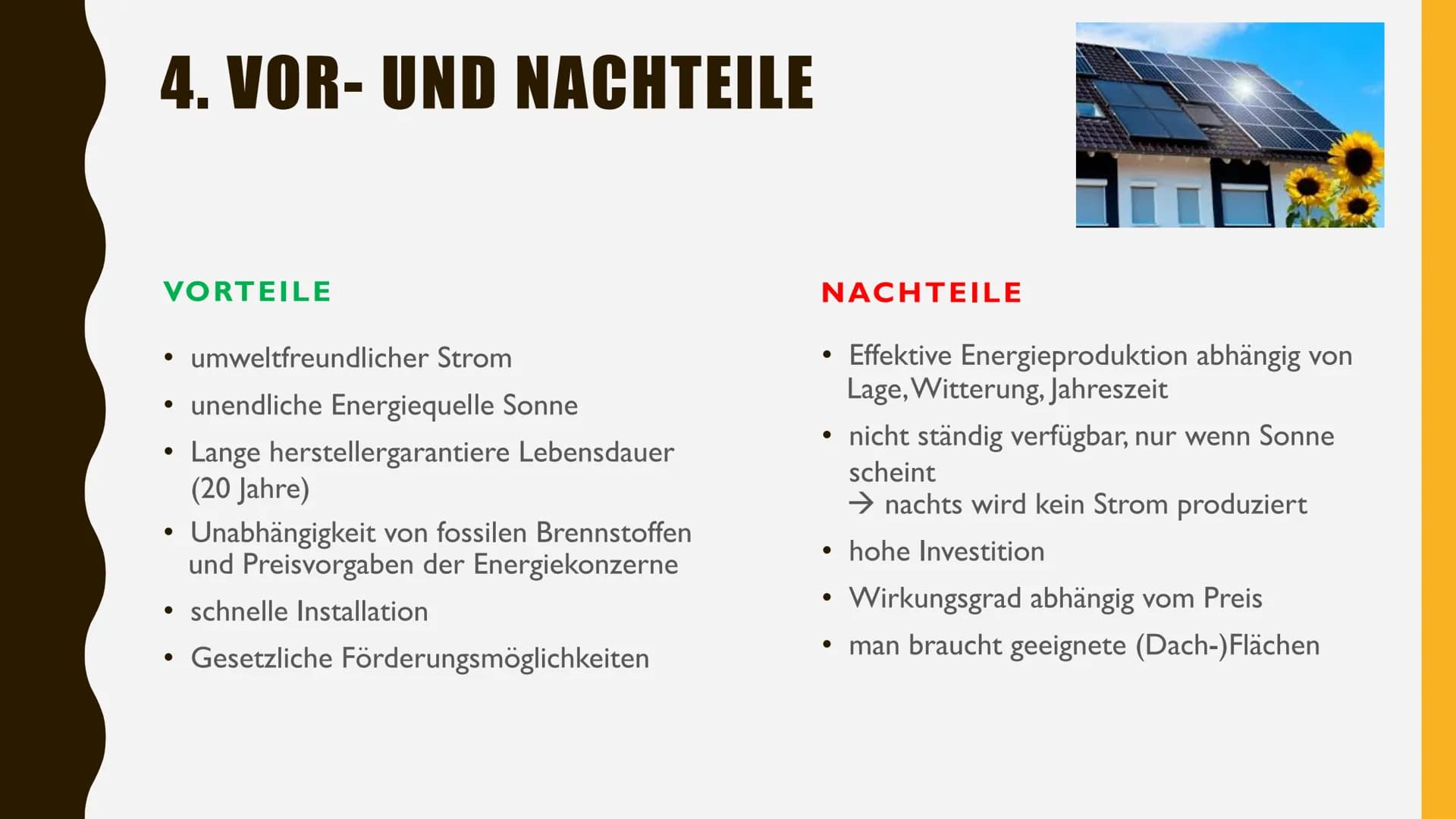 PHOTOVOLTAIK
NWT-ENERGIE UMWANDLUNGSPROZESS INHALT
I. Definition
2. Funktionsweise
3. Wirtschaftlichkeit
4. Vor- und Nachteile
5. Die Größte