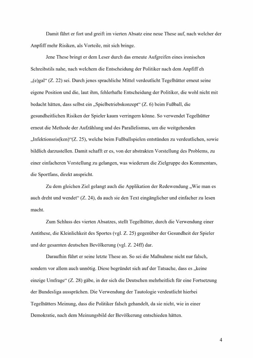 Kommentar zur Bundesliga: Anpfiff ohne Applaus – eine
textgebundene Erörterung
Nachdem Mitte März die Infektionszahlen des Corona Virus, in 