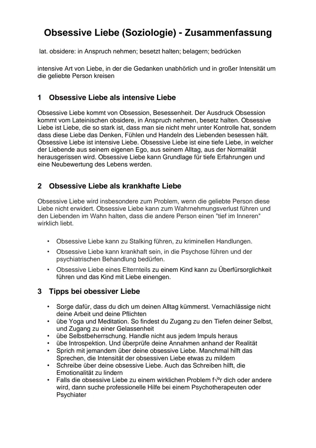 
<h2 id="obsessiveliebealsintensiveartvonliebe">Obsessive Liebe als intensive Art von Liebe</h2>
<p>Obsessive Liebe kommt von Obsession, Bes