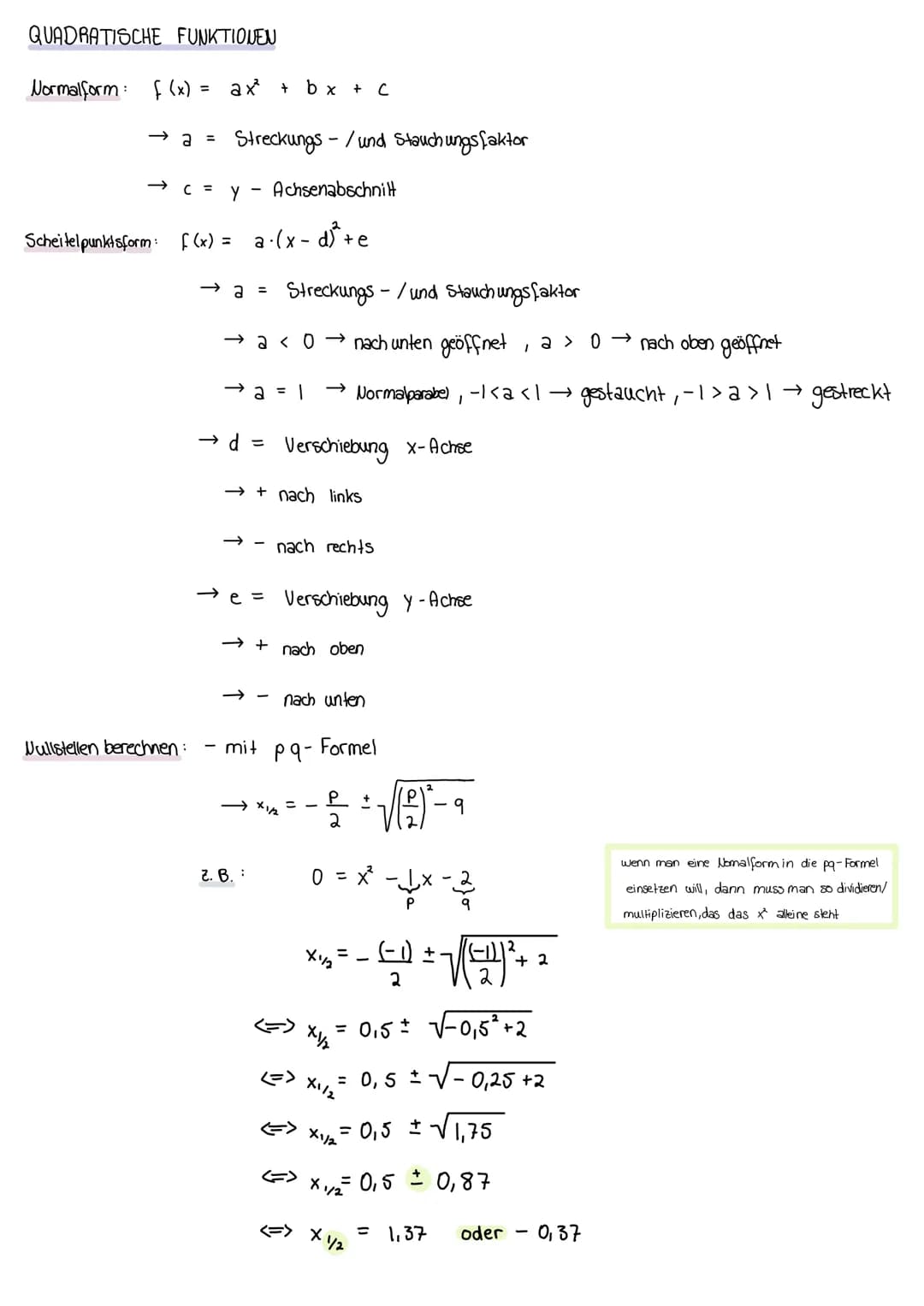 analysis
LINEARE FUNKTIONEN
→ f(x) = m⋅ x + n
→ m= Steigung
→n = y - Achsen
Nullstellen berechnen :
m berechnen: z.B.:
n berechnen: z. B.:
n