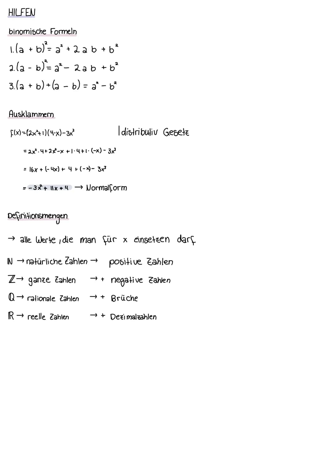 analysis
LINEARE FUNKTIONEN
→ f(x) = m⋅ x + n
→ m= Steigung
→n = y - Achsen
Nullstellen berechnen :
m berechnen: z.B.:
n berechnen: z. B.:
n