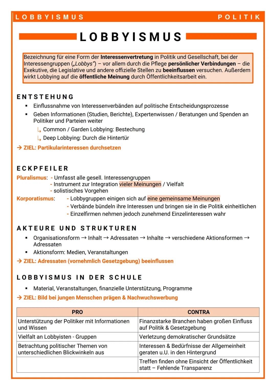 LOBBYISMUS
LOBBYISMUS
Bezeichnung für eine Form der Interessenvertretung in Politik und Gesellschaft, bei der
Interessengruppen („Lobbys") -