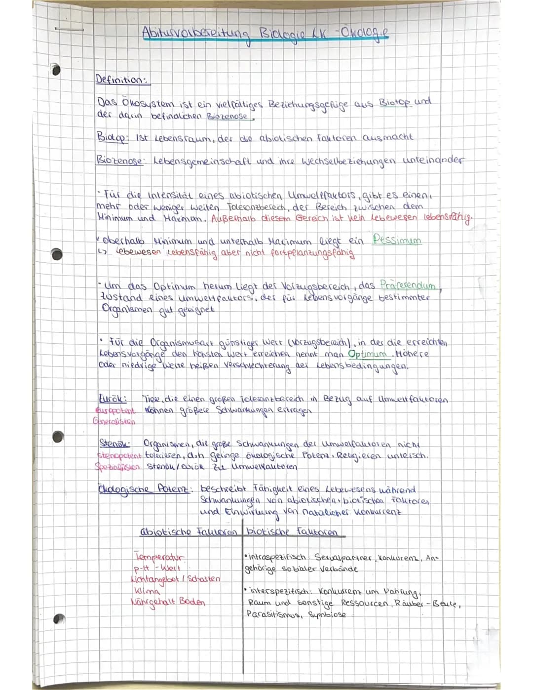 Ökologie Bio-LK Abi 2023