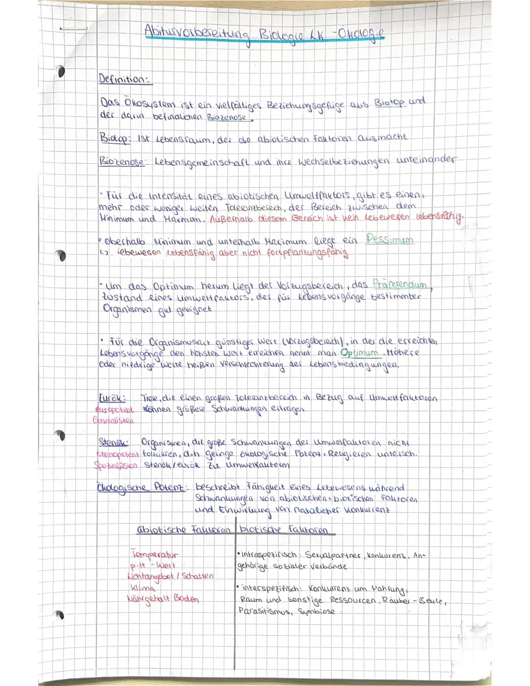 Abiturvost
itung Biologie LK -Oholog.e
Definition:
Das Ollosystem ist ein vielfältiges Beziehungsgeflüge aus Biotop and
der darin befindlich