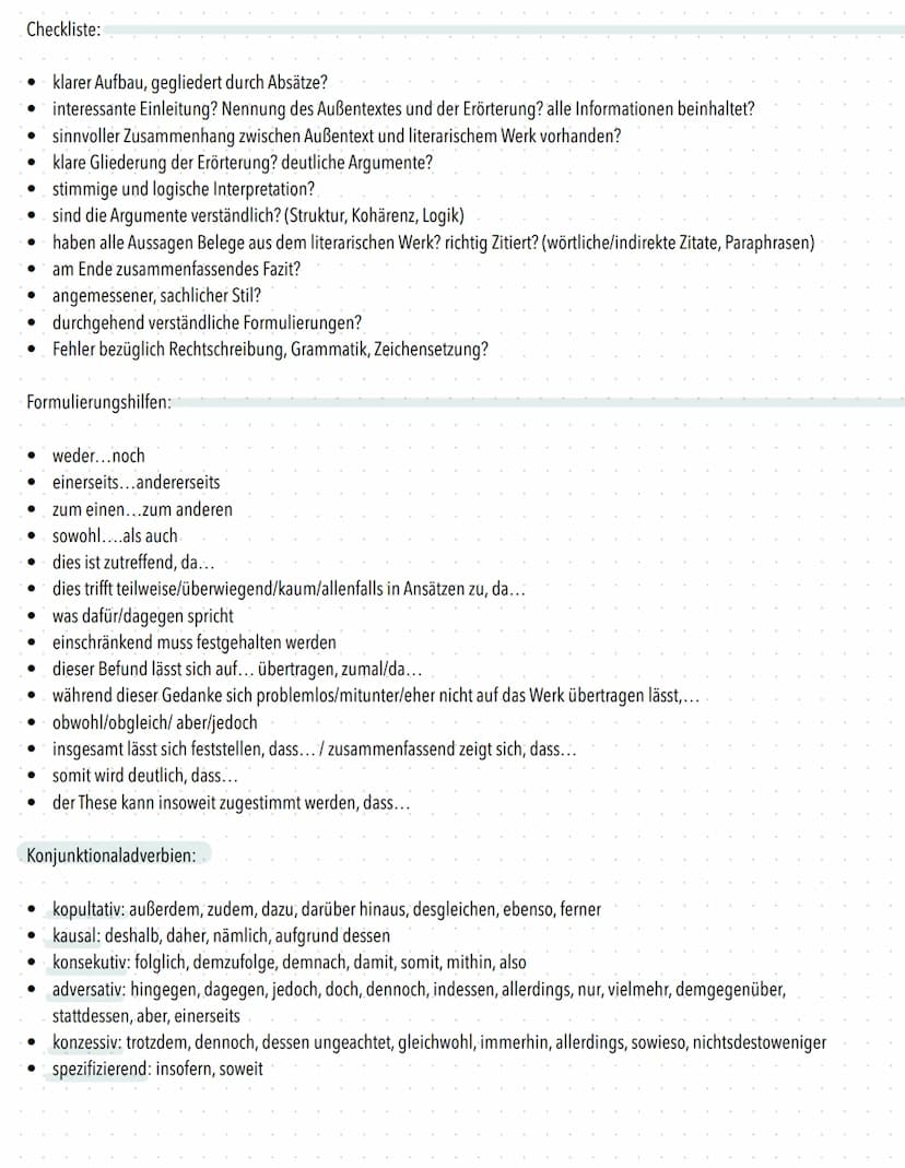 Literarische Erörterung
Definition:
●
Aufbau:
1. Hinführung zum Thema des Außentextes
●
Hinleitung zum Thema des Außentextes (Einleitungssat