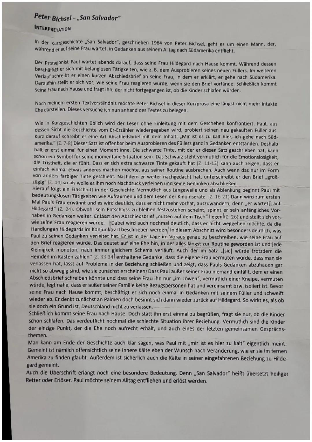 Peter Bichsel
San Salvador
Er hatte sich eine Füllfeder gekauft.
Nachdem er mehrmals seine Unterschrift, dann seine Initialen, seine Adres-
