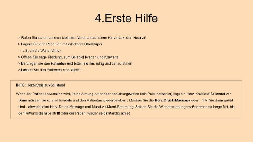 HERZINFARKT
Erkrankungen des Herz-Kreislauf-Systems INHALTSVERZEICHNIS
1. Symptome
1.1 Klassische Anzeichen
1.2 weitere typische Symptome
1.