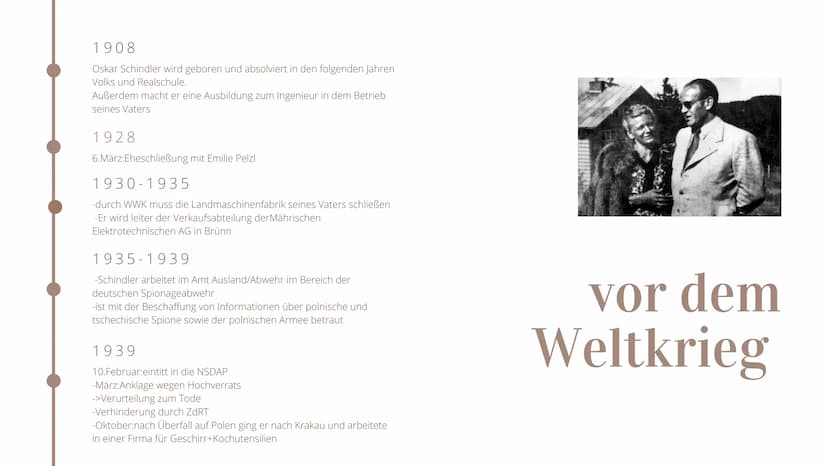 Referat
Oskar Schindler
HANNA WELSCH PERSÖNLICHE
DATEN
*28.4.1908 in Tschechien
+9.10.1974 in Hildesheim
Ehefrau: Emilie Schindler (Verh. 19
