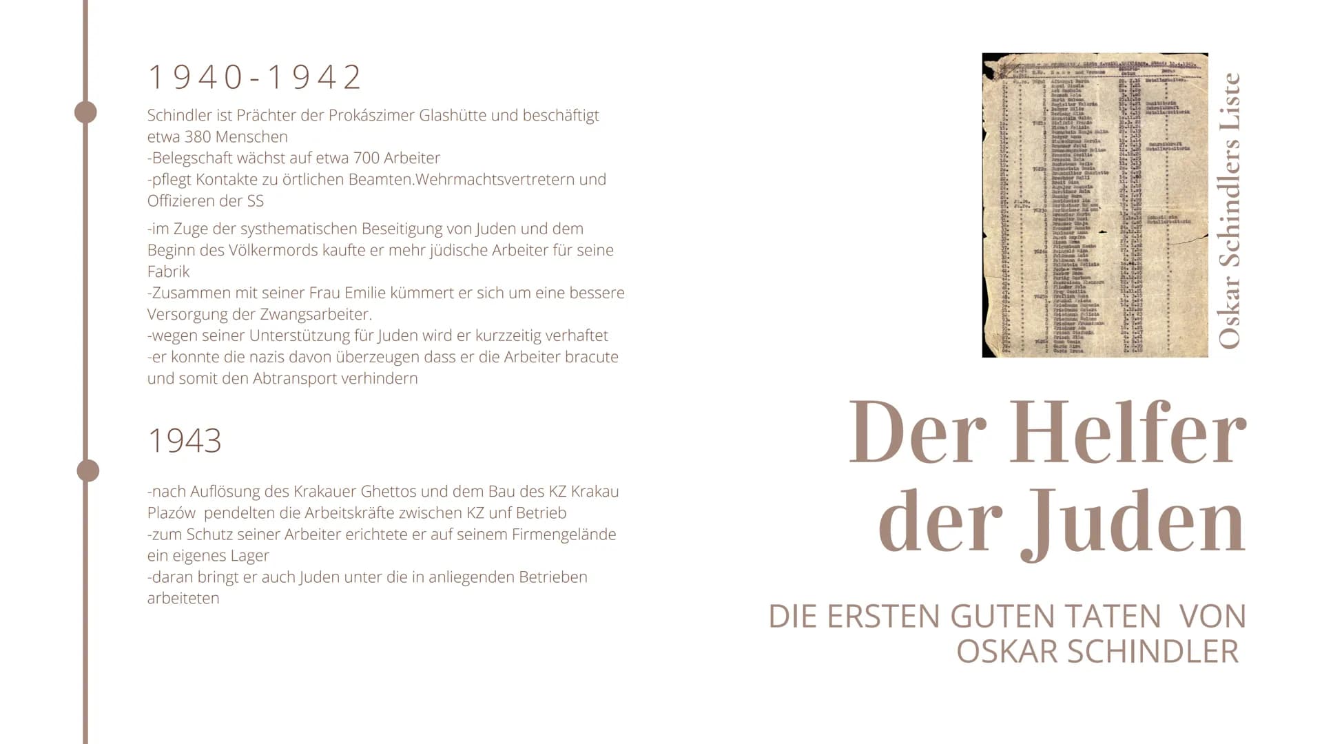 Referat
Oskar Schindler
HANNA WELSCH PERSÖNLICHE
DATEN
*28.4.1908 in Tschechien
+9.10.1974 in Hildesheim
Ehefrau: Emilie Schindler (Verh. 19