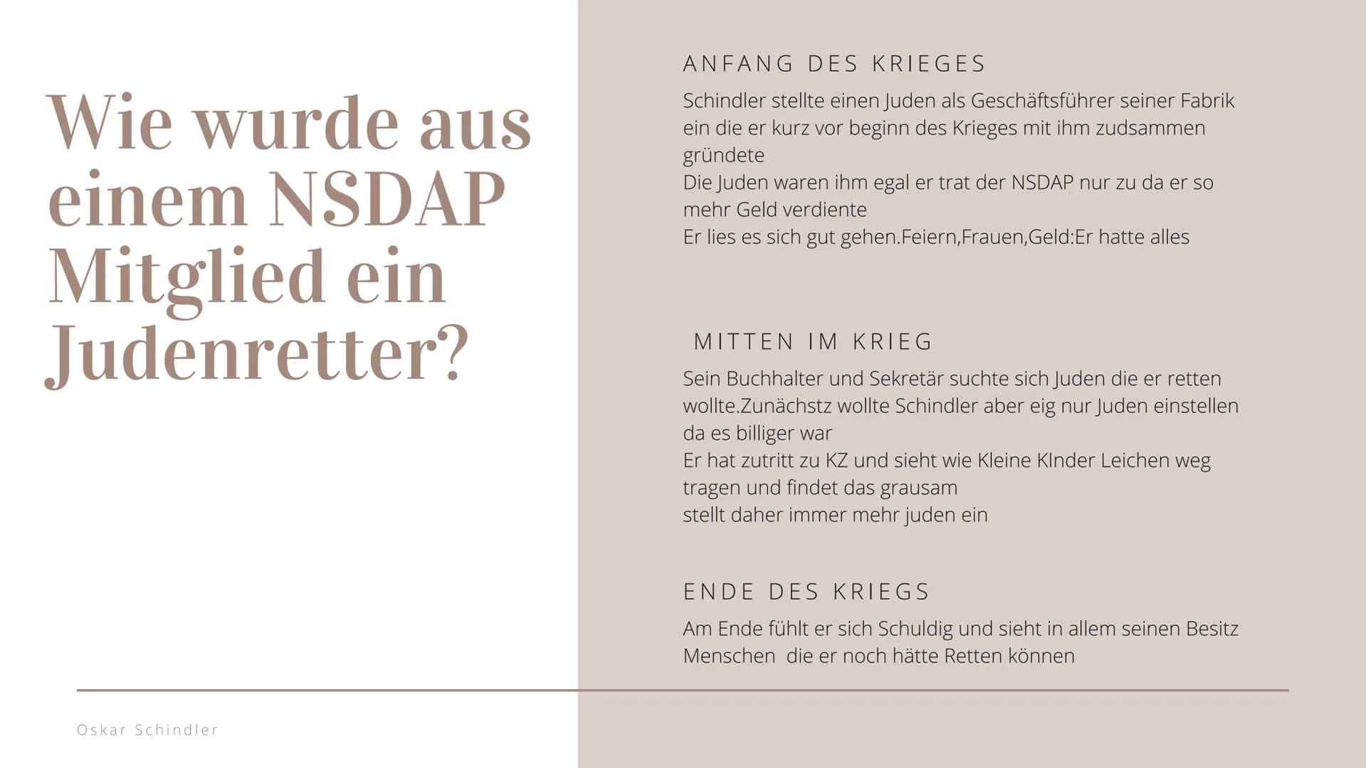 Referat
Oskar Schindler
HANNA WELSCH PERSÖNLICHE
DATEN
*28.4.1908 in Tschechien
+9.10.1974 in Hildesheim
Ehefrau: Emilie Schindler (Verh. 19