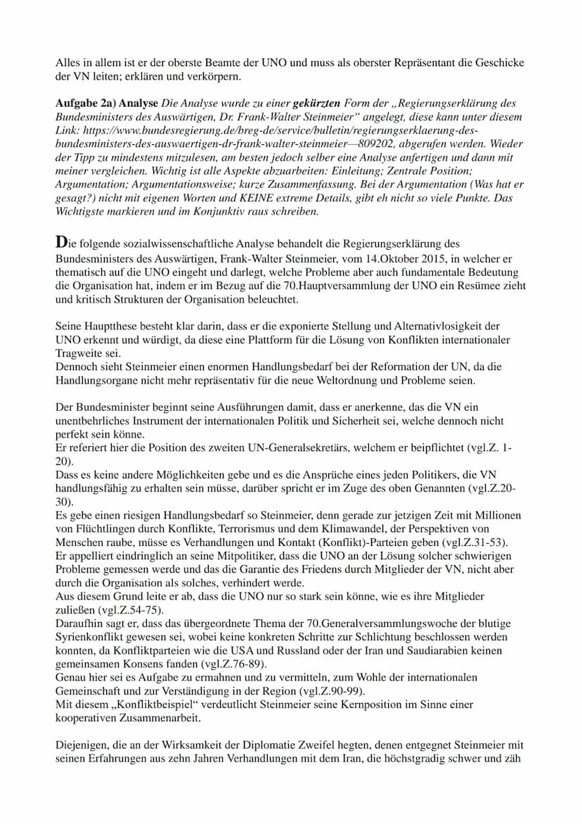 Sozialwissenschaftsklausur
(Q.2.1)
Thema: Internationale Strukturen (Macht; Frieden; Bündnisse)
Aufgabe 1) Reproduktion: In Aufgabe 1 soll e