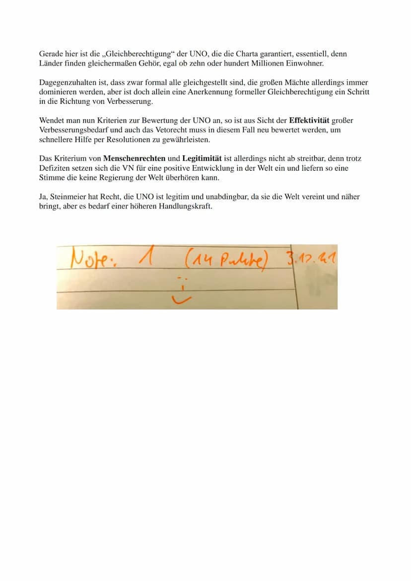 Sozialwissenschaftsklausur
(Q.2.1)
Thema: Internationale Strukturen (Macht; Frieden; Bündnisse)
Aufgabe 1) Reproduktion: In Aufgabe 1 soll e