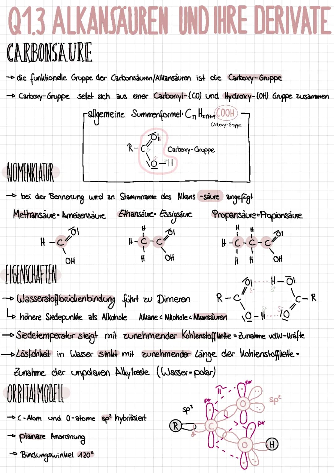 Q1.3 Alkansäuren und ihre Derivate Abitur lk 